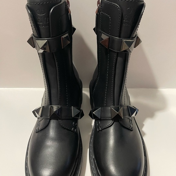 Black Studded Ankle Boots - Picture 1 of 8